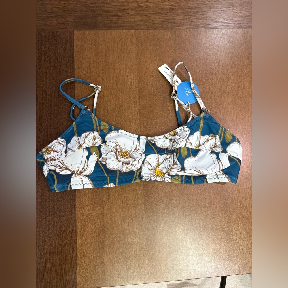 NWT cupshe Large Floral Blue White Bralette Bikini Top
